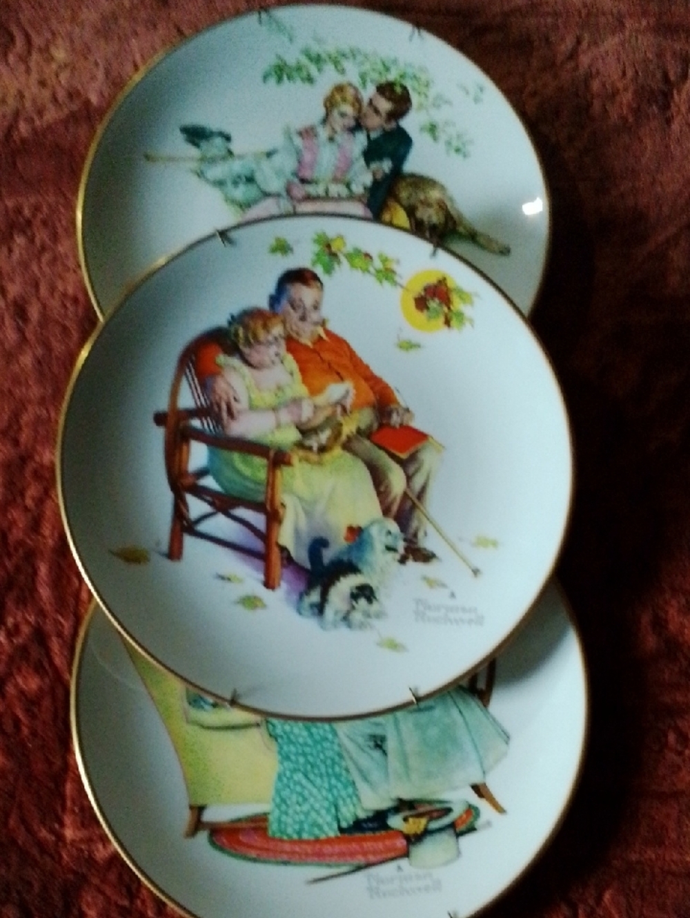 Gorham plate by Norman Rockwell made in U.S.A by fine china set of 3